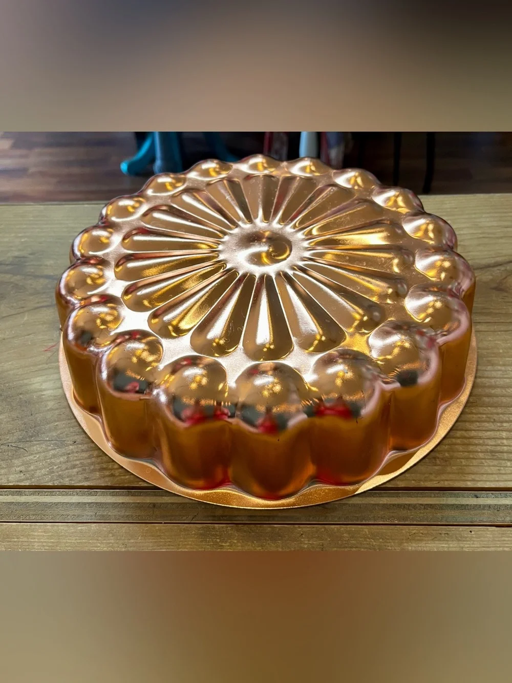 Vintage Copper Tone Jello Mold Cake Pan 10”